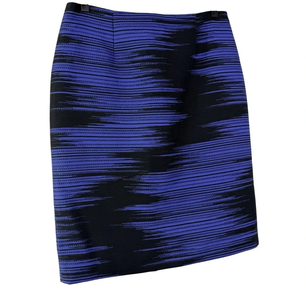Worth New York‎ Blue Black Textured Pencil Skirt Size 6 Made in USA Lined
